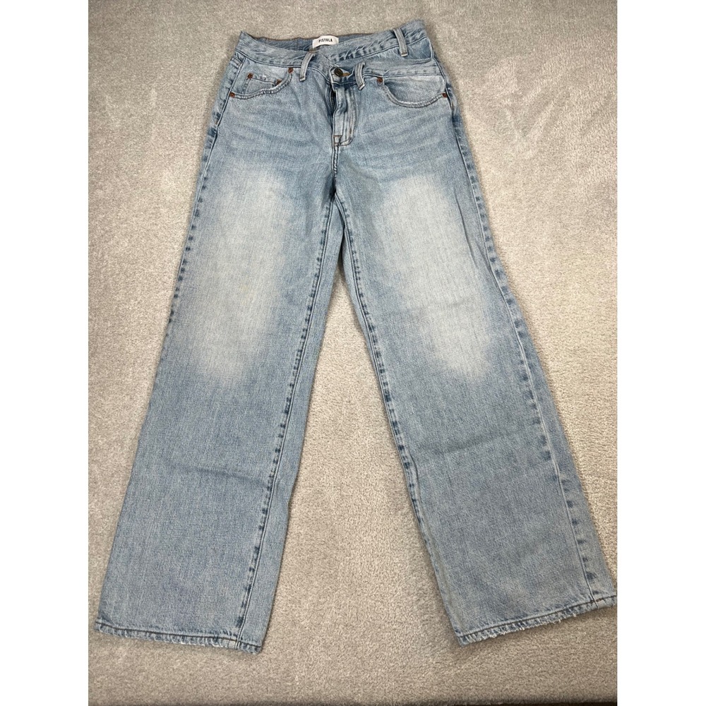 Pistola Wide Leg Jeans 26 Light Wash High Rise Denim Boho Retro 90s